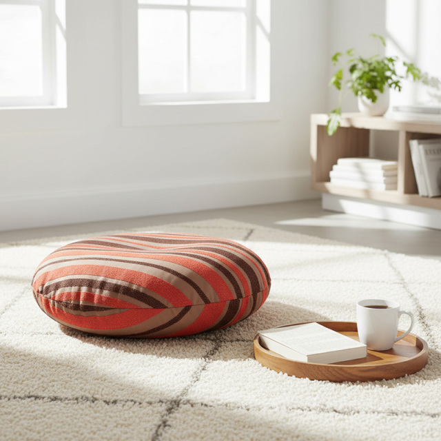 フロアクッションカバー 【シュニール ストライプ】 65R フロアクッションカバー 【シュニール ストライプ】 65R